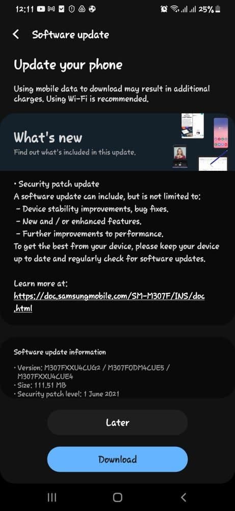 Samsung Galaxy M30s June 2021 Update