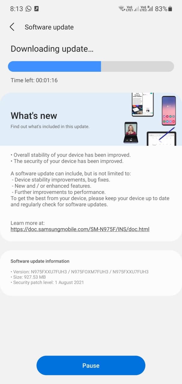 Samsung Galaxy Note 10 One UI 3.1.1