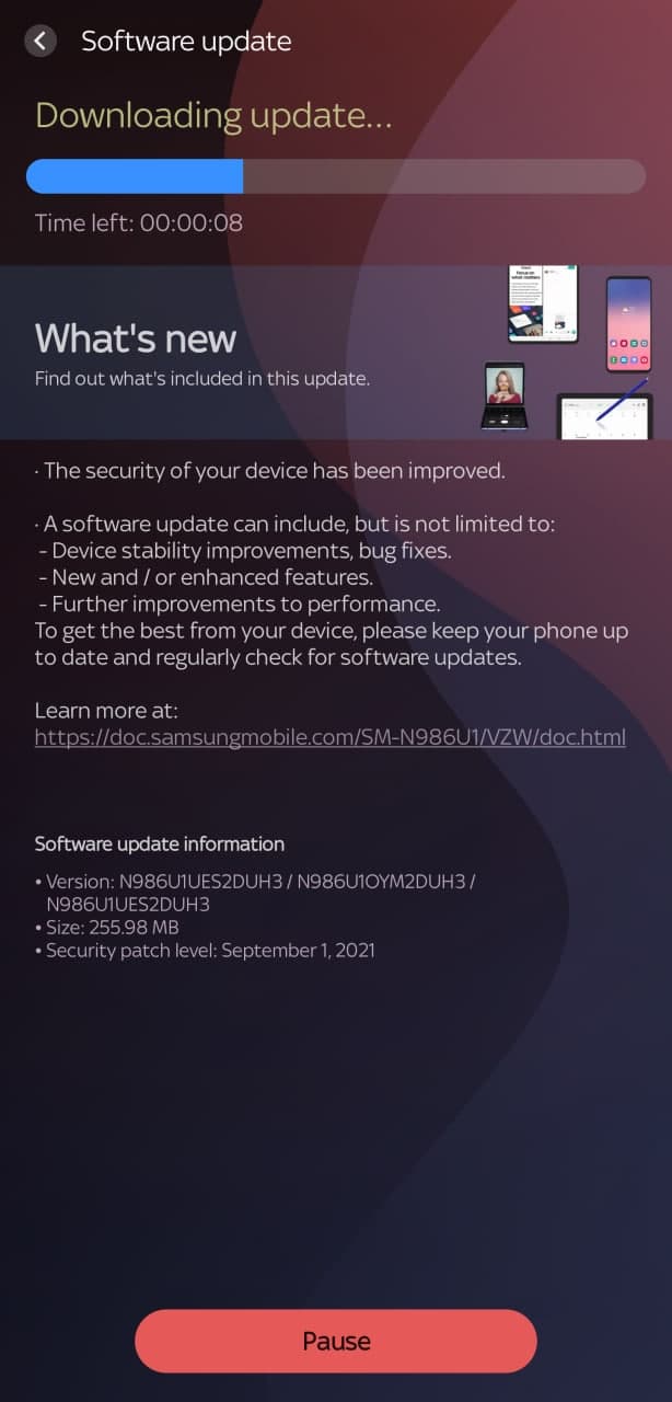 Samsung Galaxy Note 20 Ultra September 2021 Update US Unlocked