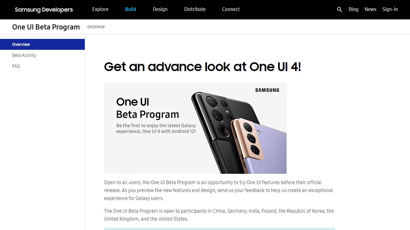 Samsung One UI 4 Beta Program