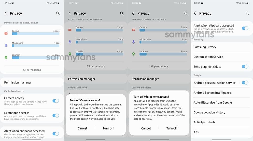 Samsung One UI 4 - Privacy