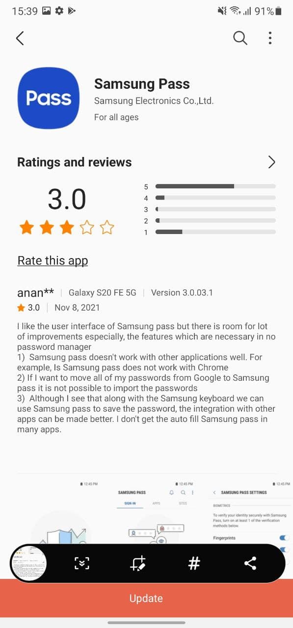 Samsung Pass update
