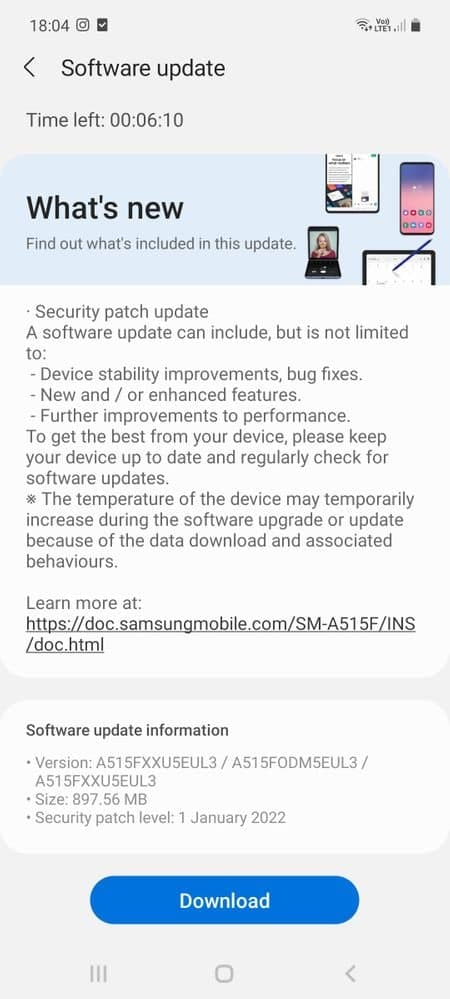 Samsung Galaxy A51 January update