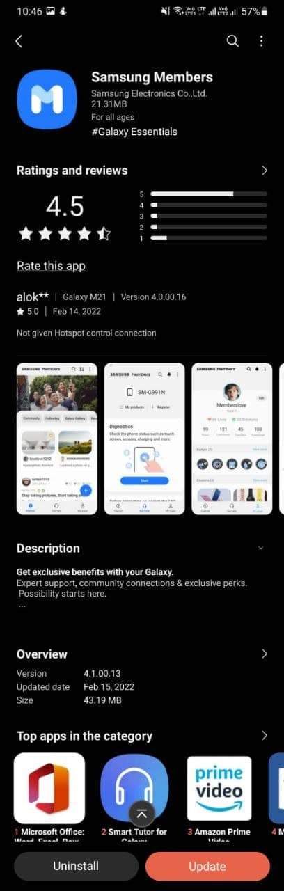 Samsung Member app update