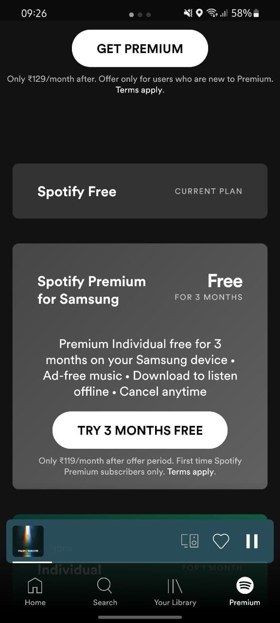 Samsung Spotify Premium 3 months offer