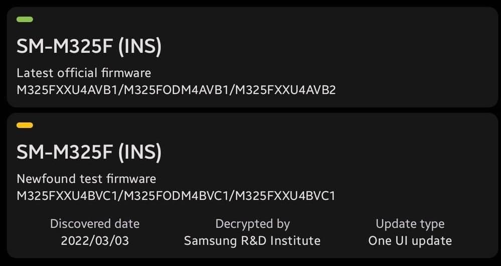 Sasmung Galaxy M32 Android 12 update