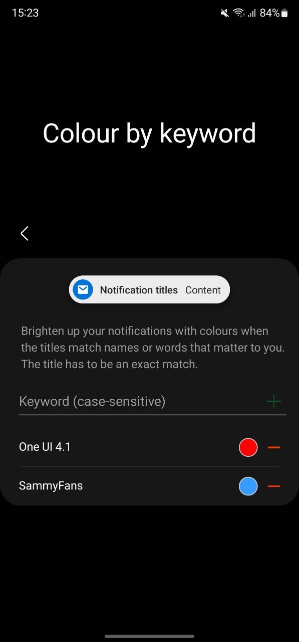 Samsung One UI 4.1 Colour by keyword