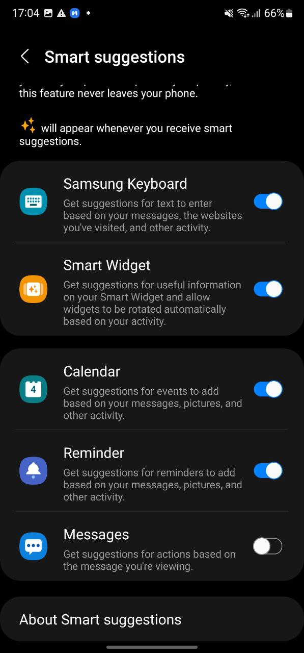 Samsung OneI 4.1 Smart Suggestions