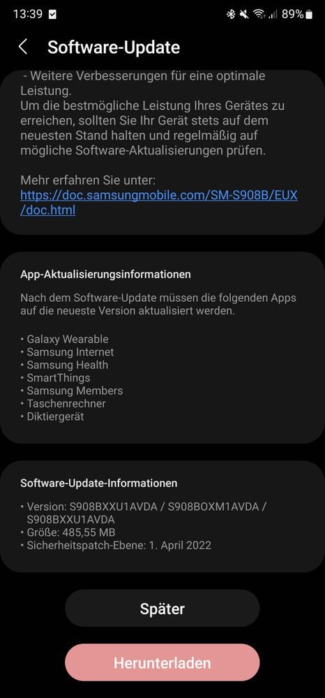 Samsung Galaxy S22 Ultra update
