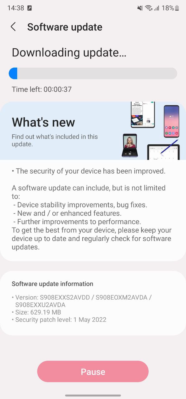 Samsung Galaxy S22 May 2022 Security Update