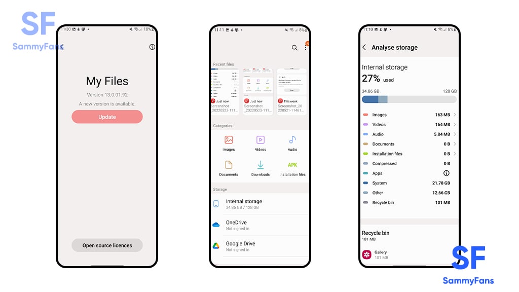 Samsung Files One UI 4.1: Samsung My files, get all your documents photos and videos ...