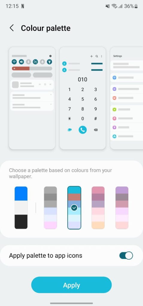 One UI 4.1 Color Paltte