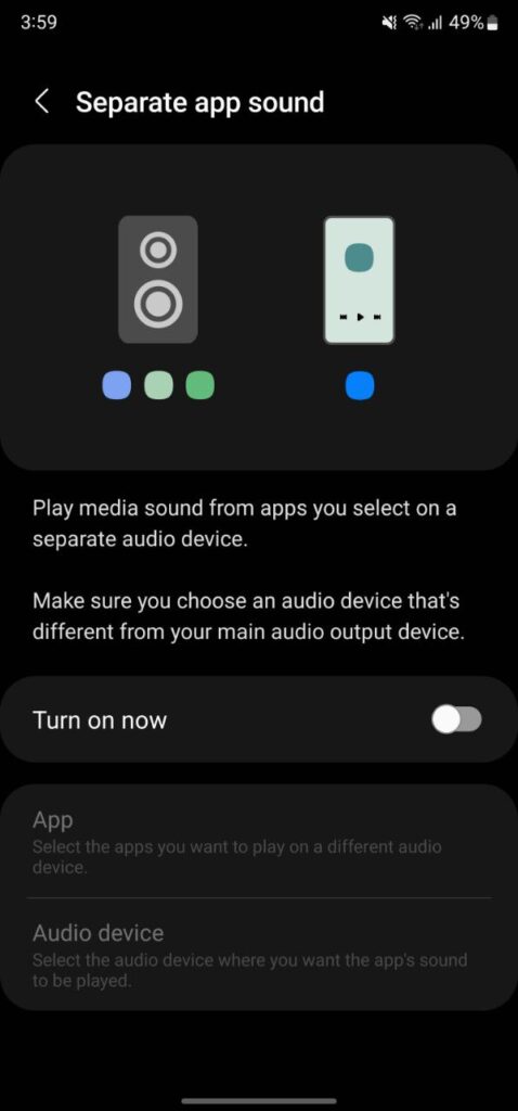Separate app sound