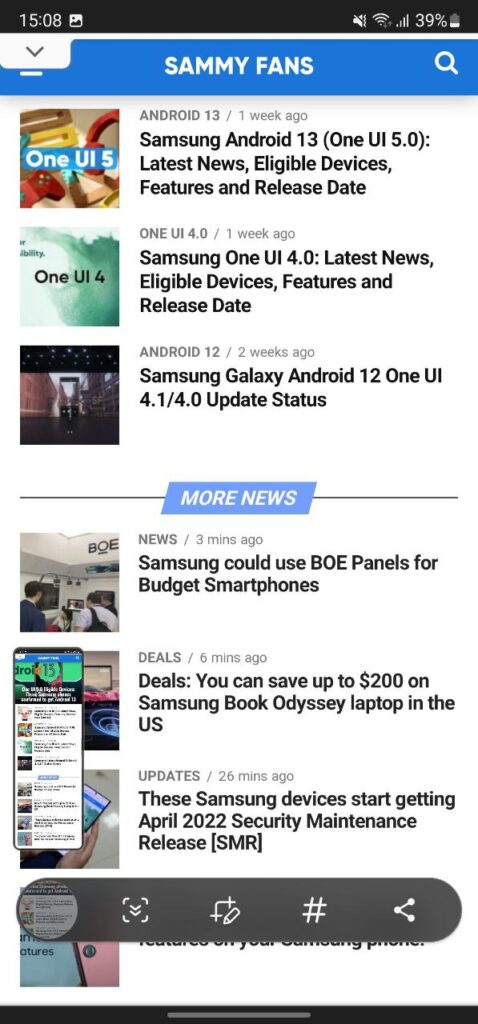 Samsung Scroll Screenshot