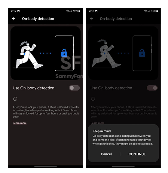 Samsung Smart Lock body detection
