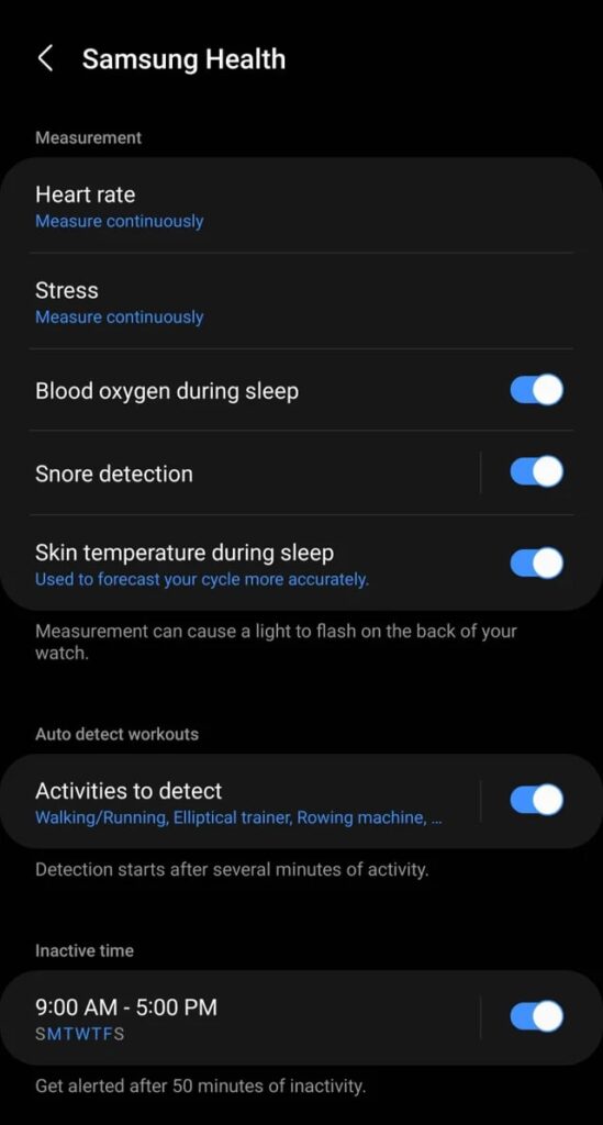 Samsung Watch 5 Body Temperature measurement