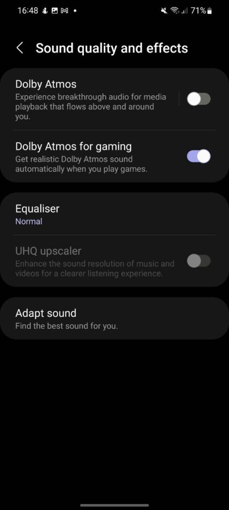 Samsung Audio Settings
