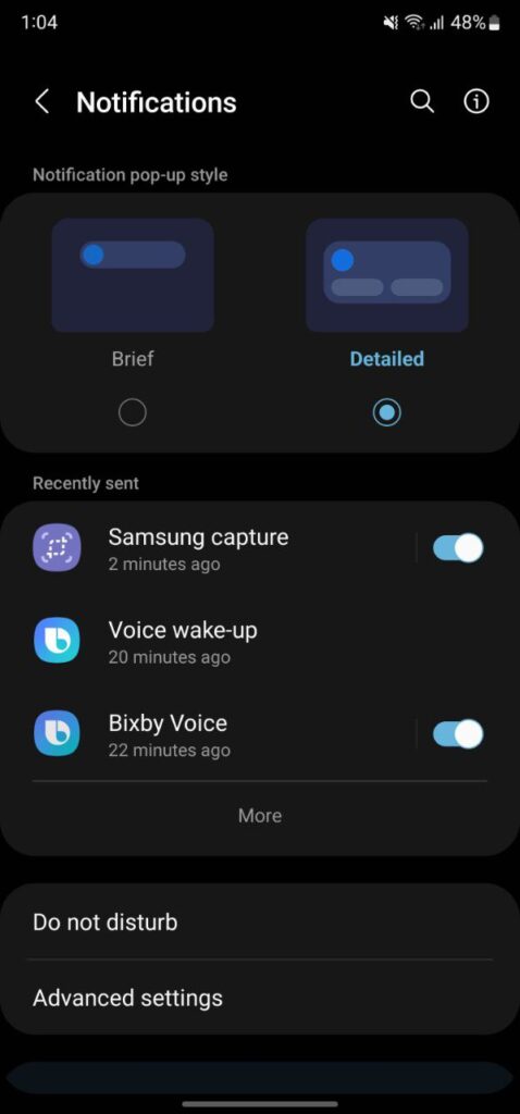 Samsung detailed notifications