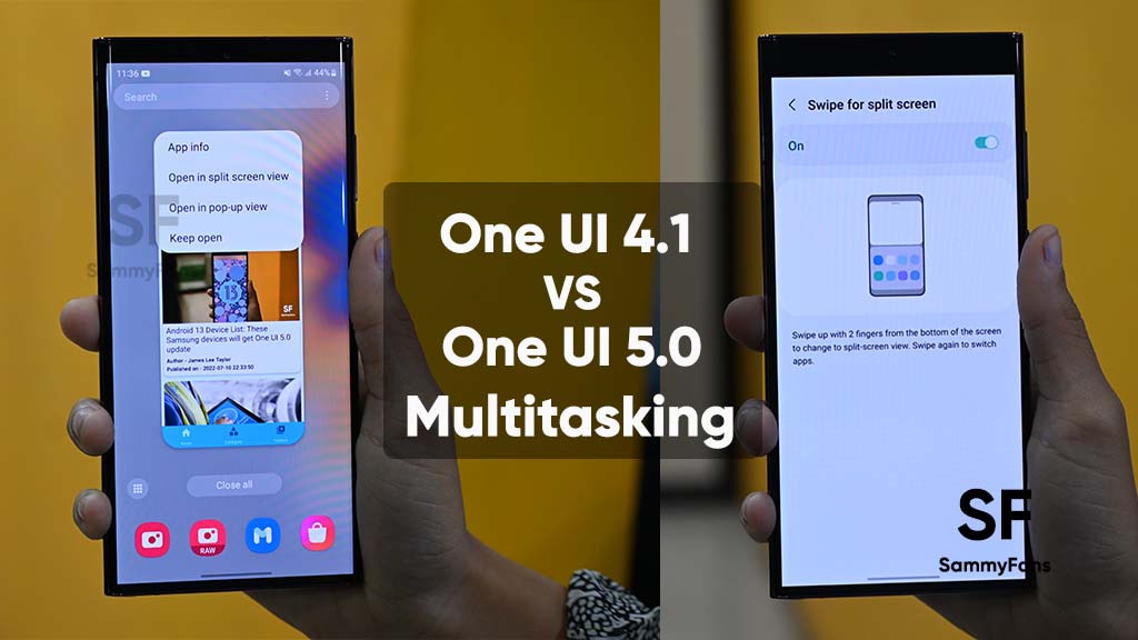 One UI 4.1 One UI 5.0 multitasking