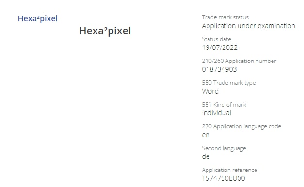 samsung hexa2pixel trademark