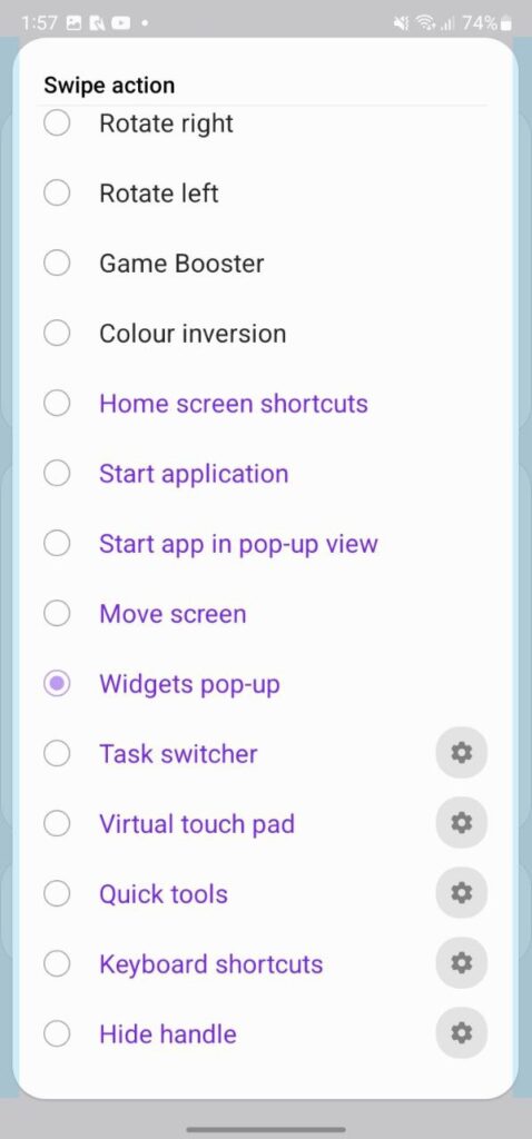 Swipe gestures Samsung One UI 4.1