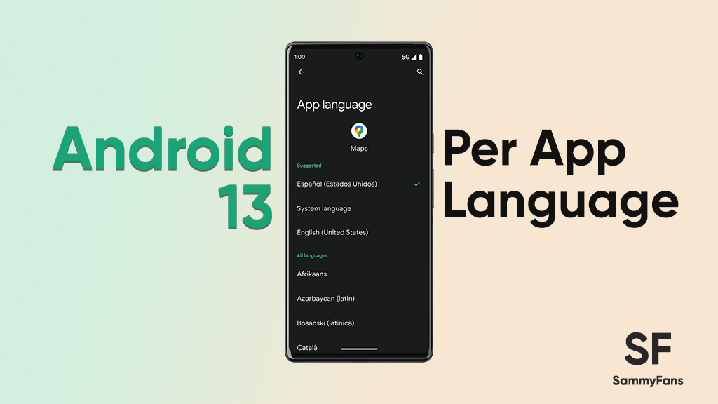 Android 13 per app language
