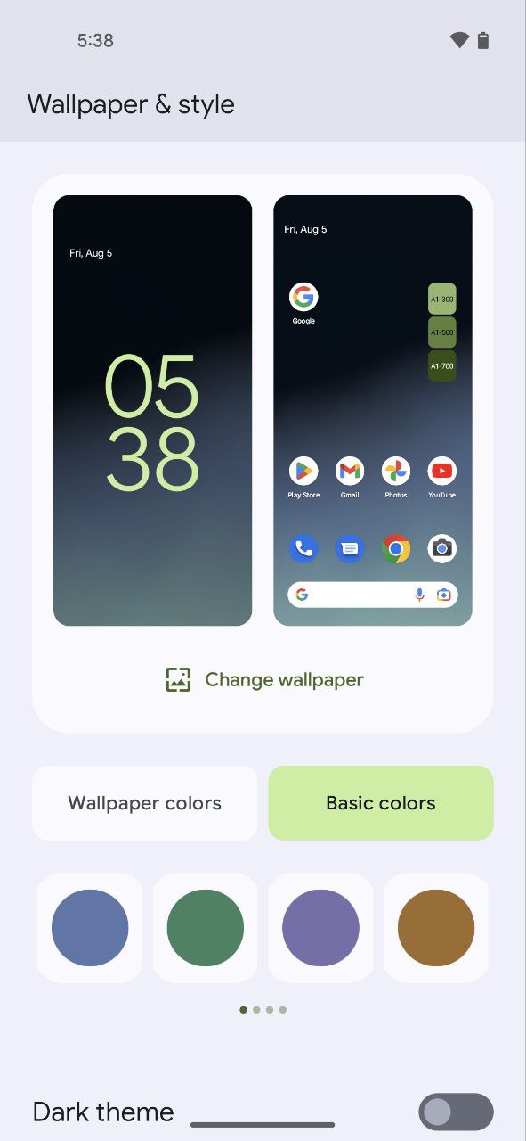 Android 13 One UI 5.0 Dynamic theme