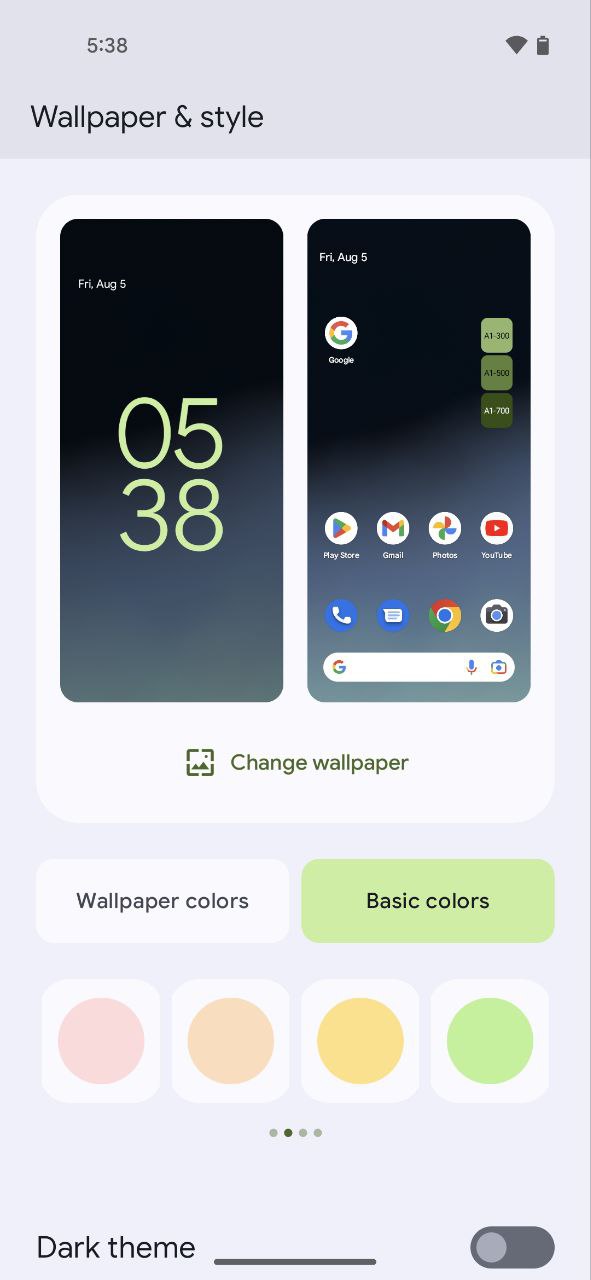 Android 13 One UI 5.0 Dynamic theme