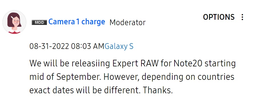 Samsung Galaxy note 20 Expert RAW