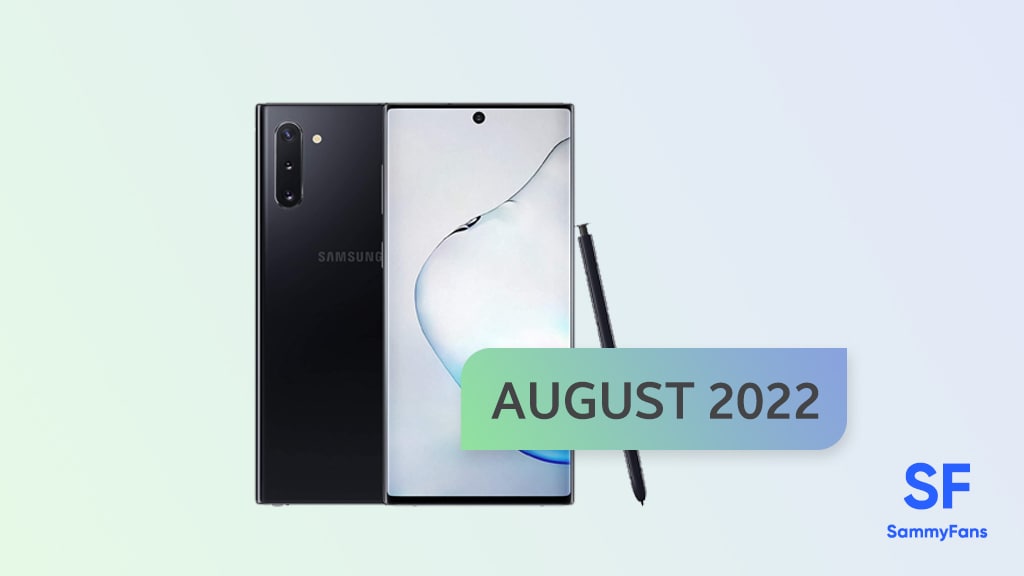 Samsung Galaxy Note 10 August 2022 Update