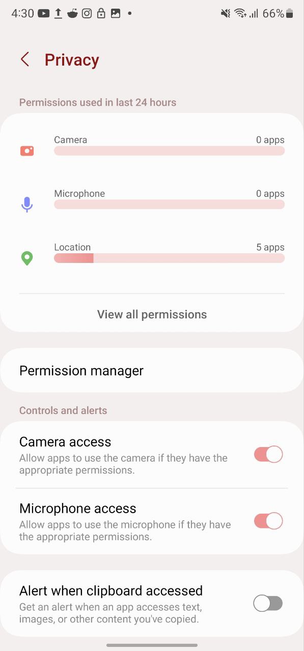 Samsung One UI 5 Privacy