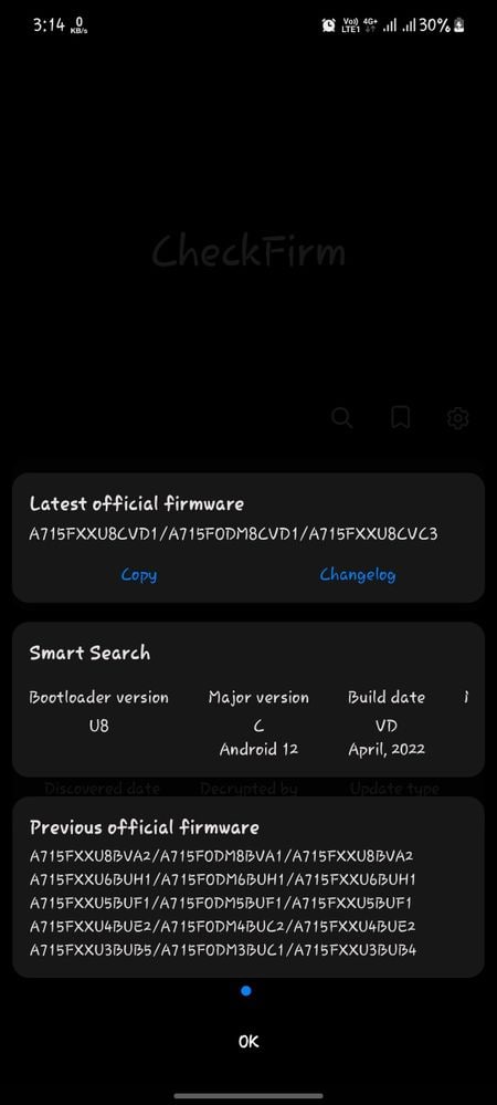 Samsung A71 Android 13 testing