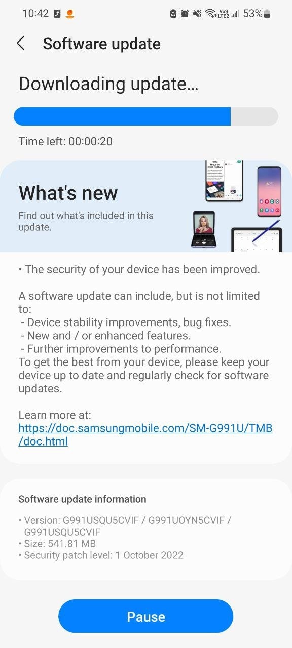 samsung galaxy s21 october 2022 update t mobile