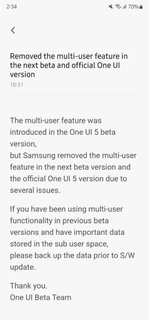 One UI 5.0 multi user remove
