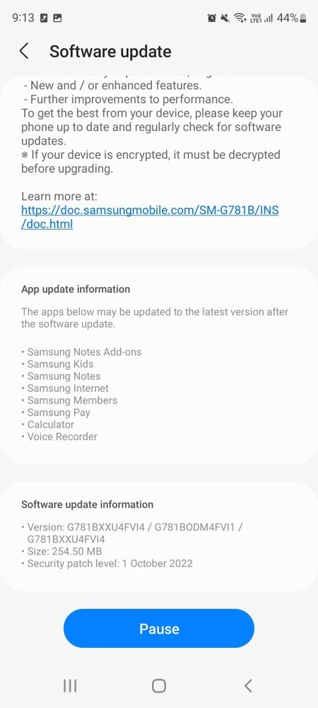 Samsung S20 FE October 2022 update India