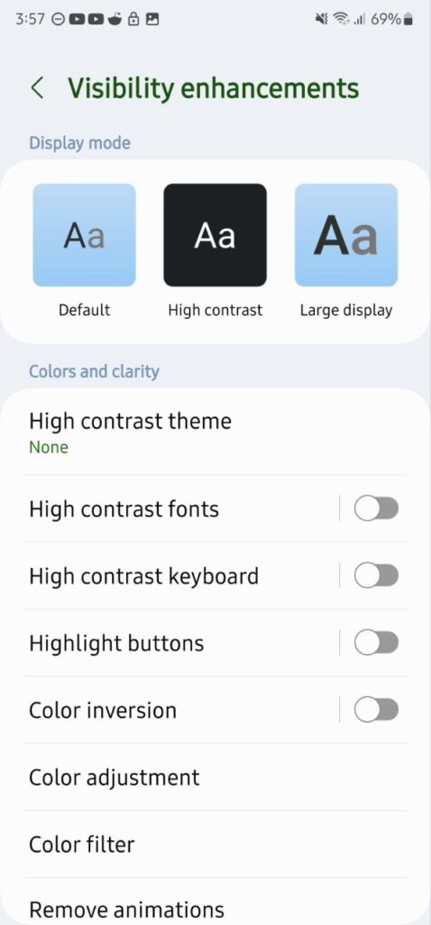 Samsung S21 One UI 5.0 Accessibility