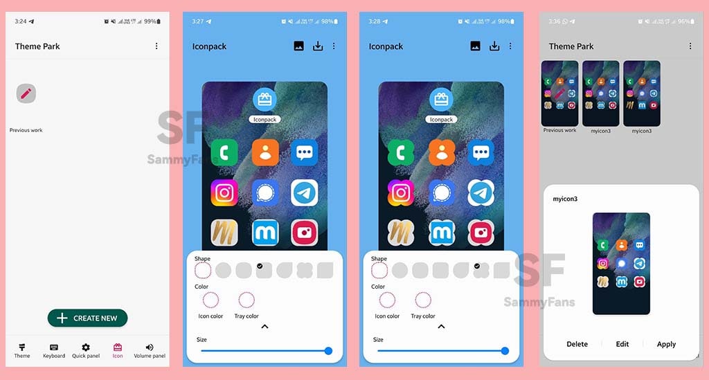 change Samsung app icon shapes