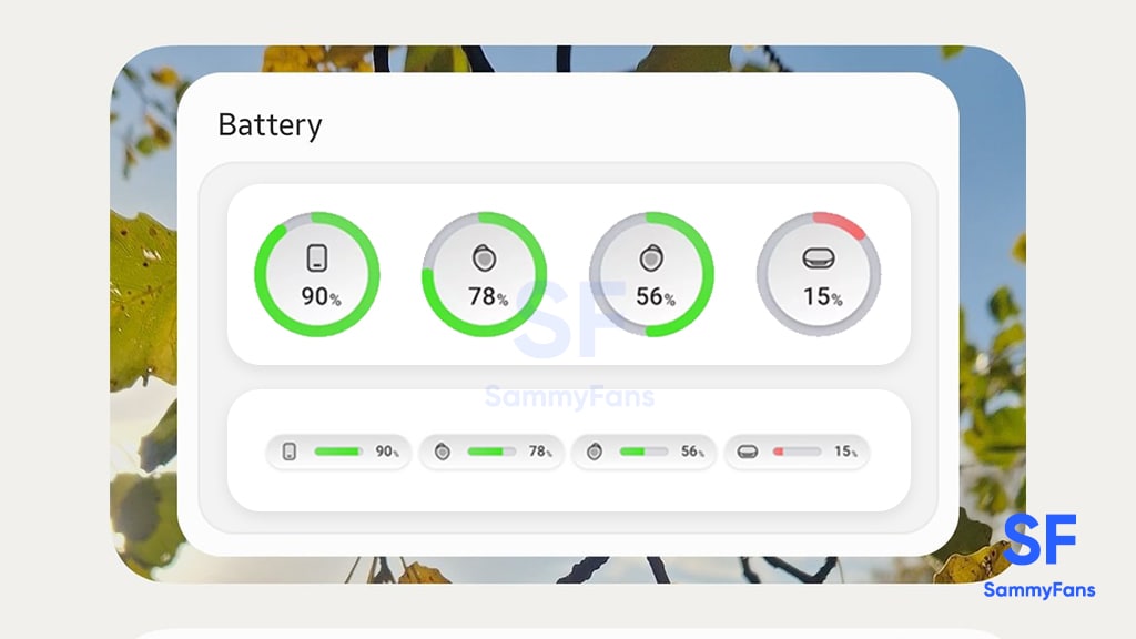 Samsung One UI 5 Battery Widgets