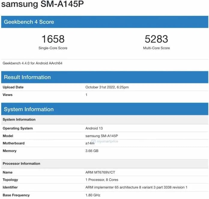 Samsung Galaxy A14 benchmark