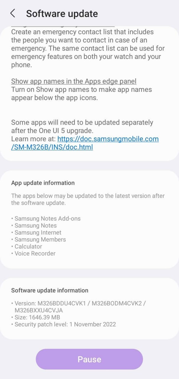 Samsung Galaxy M32 Android 13 One UI 5.0