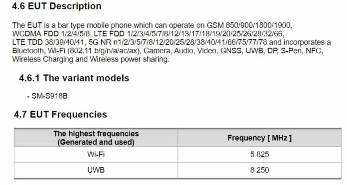Samsung S23 Ultra FCC