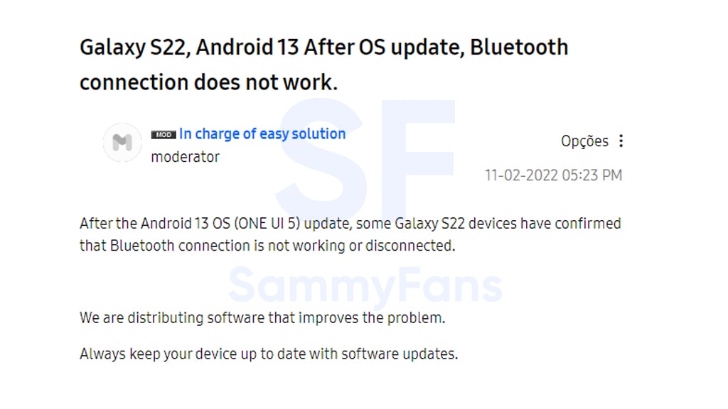 Samsung S22 Bluetooth issue fix