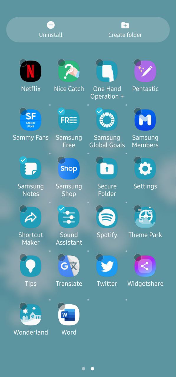 Samsung S21 One UI 5.0 App drawer