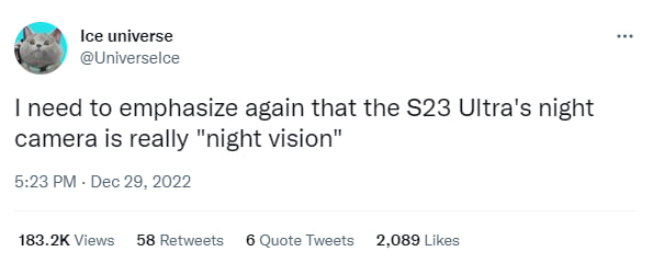 Samsung Galaxy S23 Ultra night vision