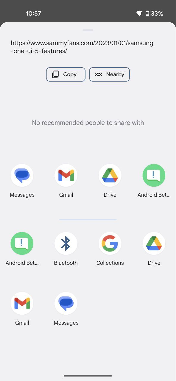 Android 13 One UI 5.0 Sharesheet