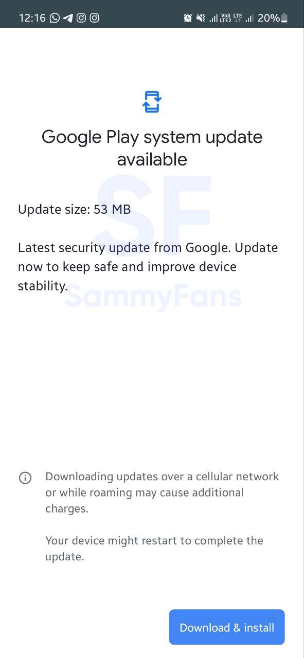 Samsung Google Play System update