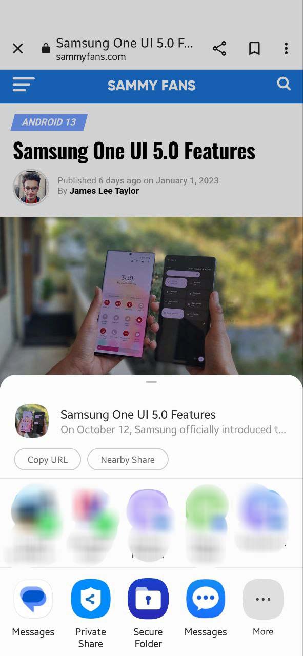 Android 13 One UI 5.0 Sharesheet