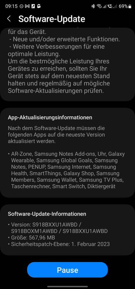 Samsung S23 February 2023 update