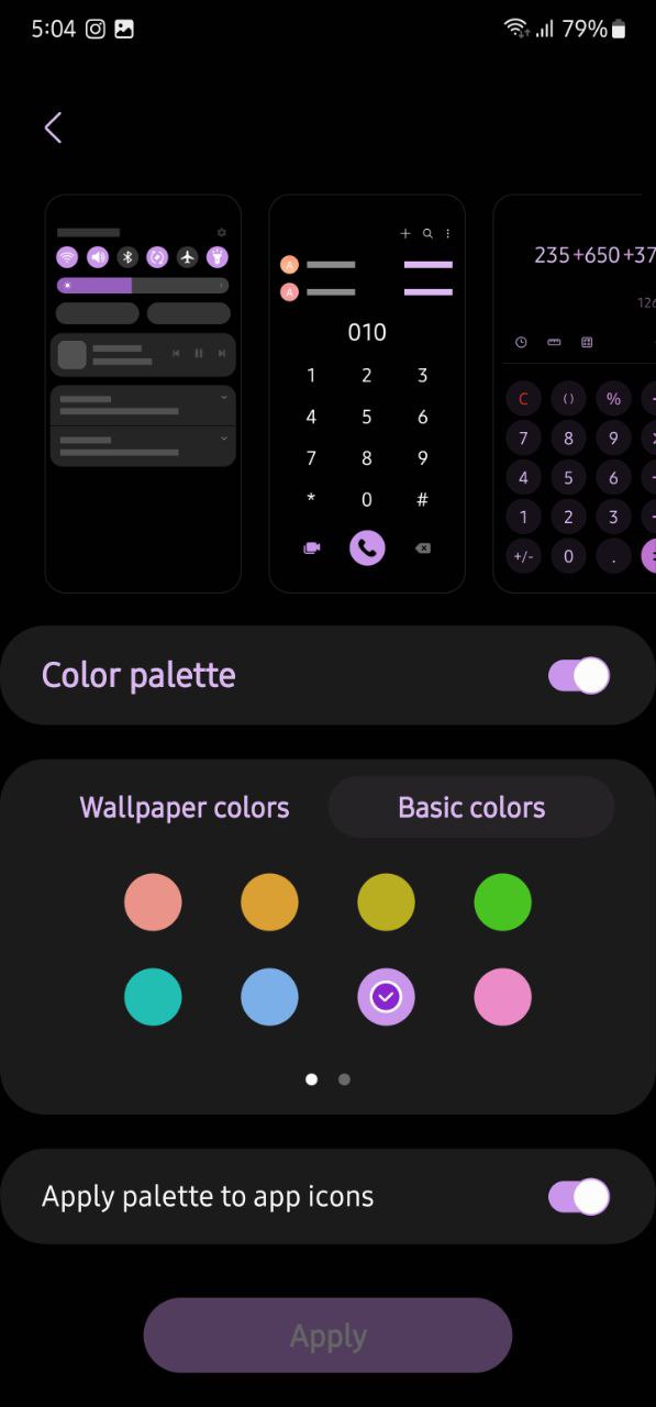 One UI 5.1 Color Palette