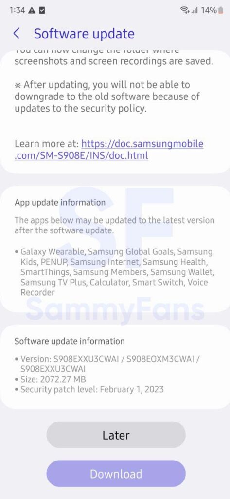 Samsung S22 One UI 5.1 Snapdragon